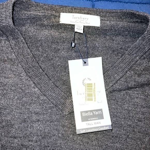 NWT Turnberry Extra Fine Merino Wool Men’s V Neck size‎ 4XT - Picture 3 of 4